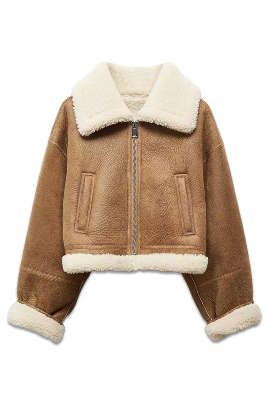 Crawford Double Sided Faux Leather Jacket, Light Beige