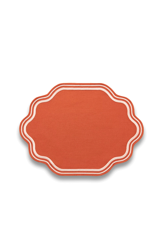 Madeline Embroidered Cotton Placemat in Mango