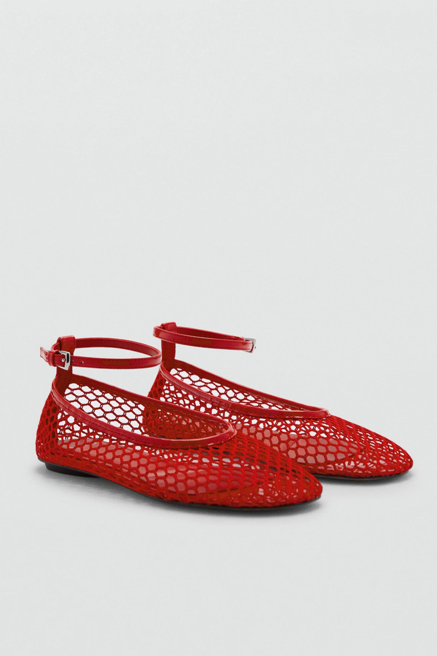 Mesh Ballerinas With Buckle Strap