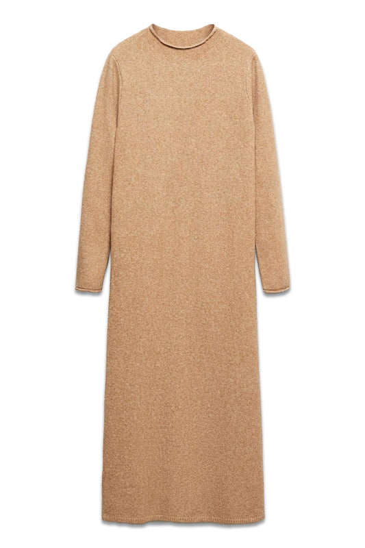 Seeds Knitted Perkins Neck Dress, Medium Brown