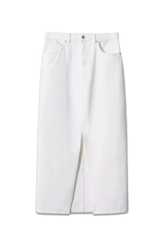 Aida Slit White Denim Skirt