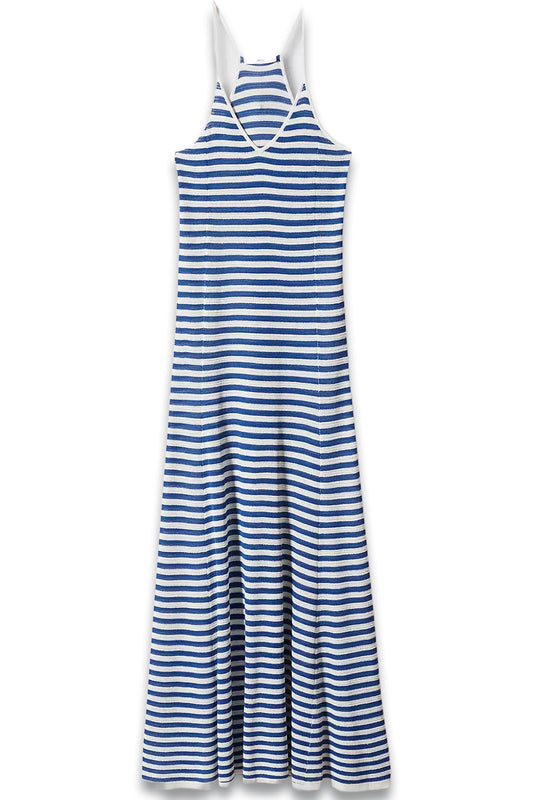 Mango Huge Striped Jersey Dress, White/Blue