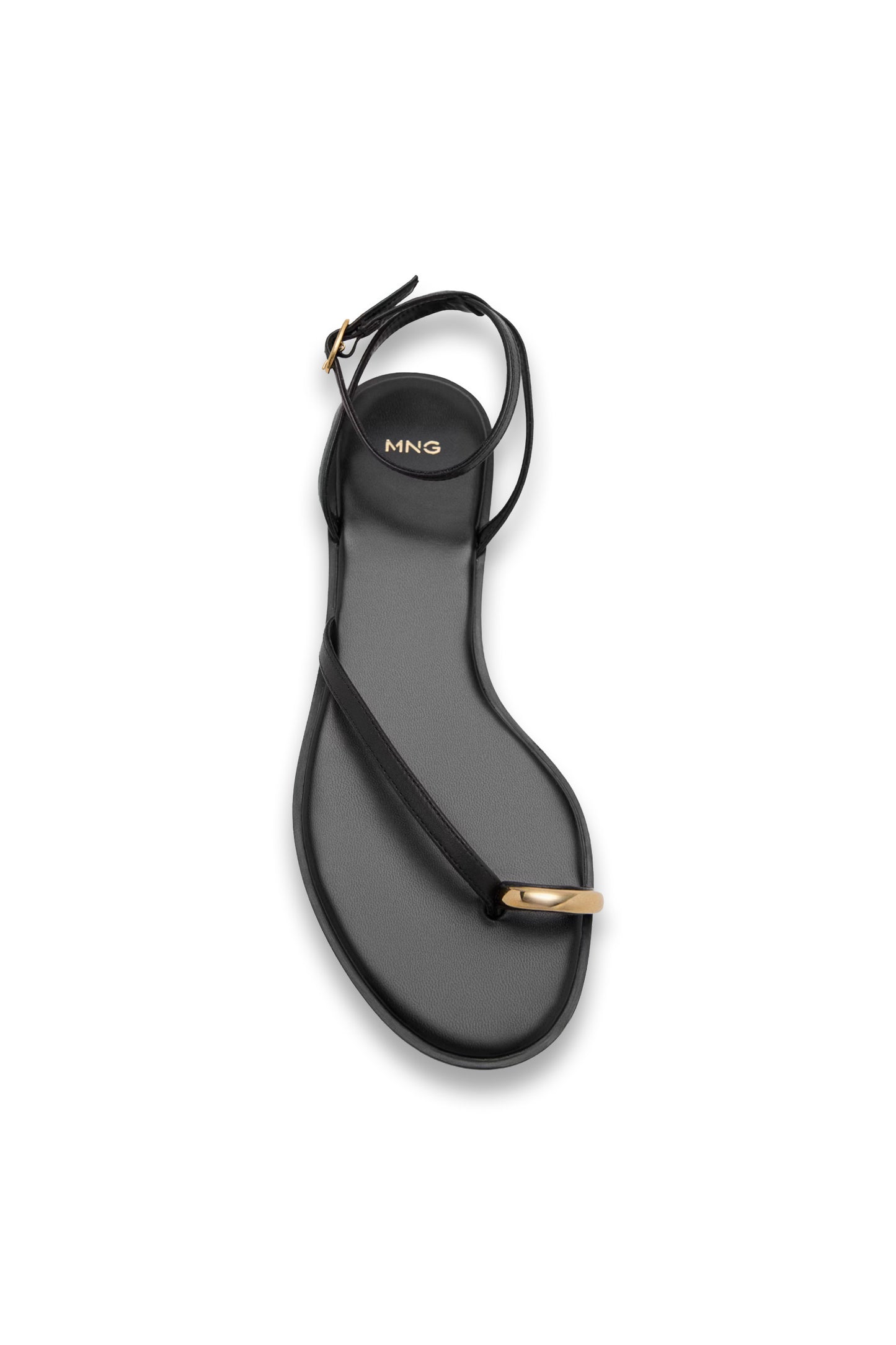 Leather Strap Sandals With Metallic Detail