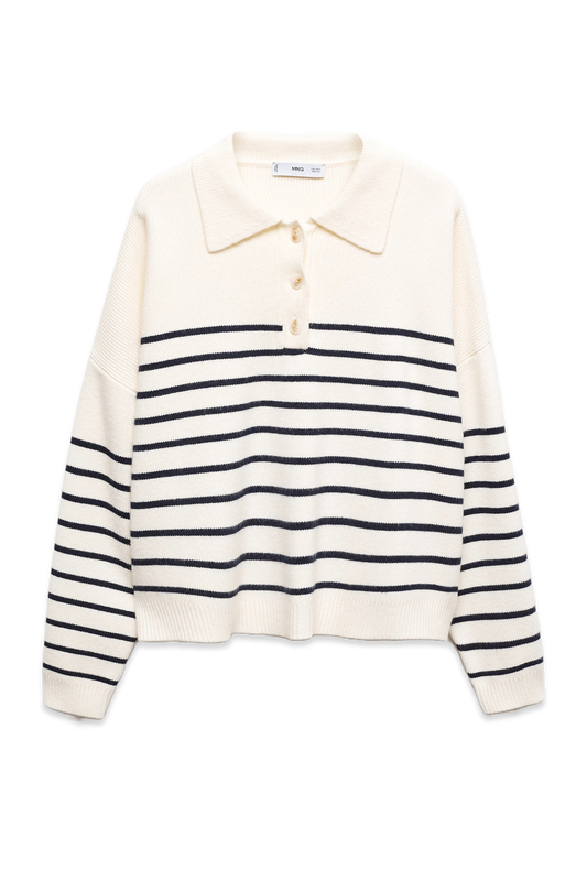 Buttoned Collar Knit Sweater