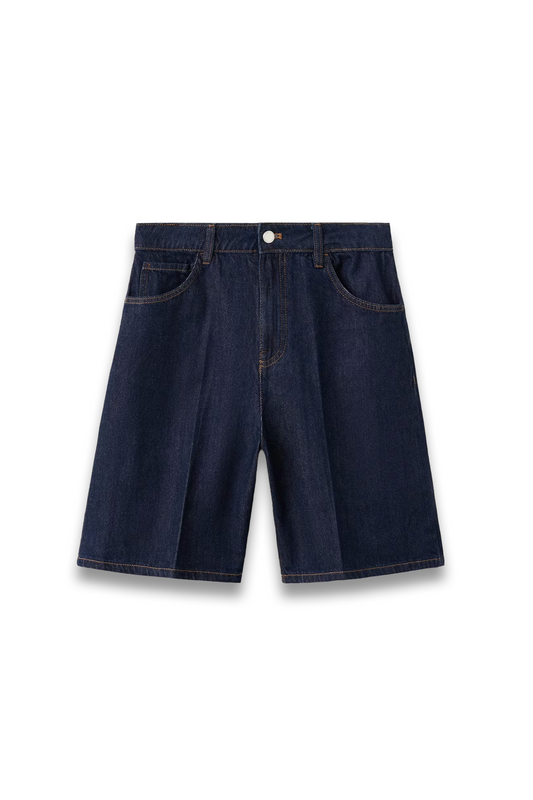 High-waist Straight-fit Denim Shorts