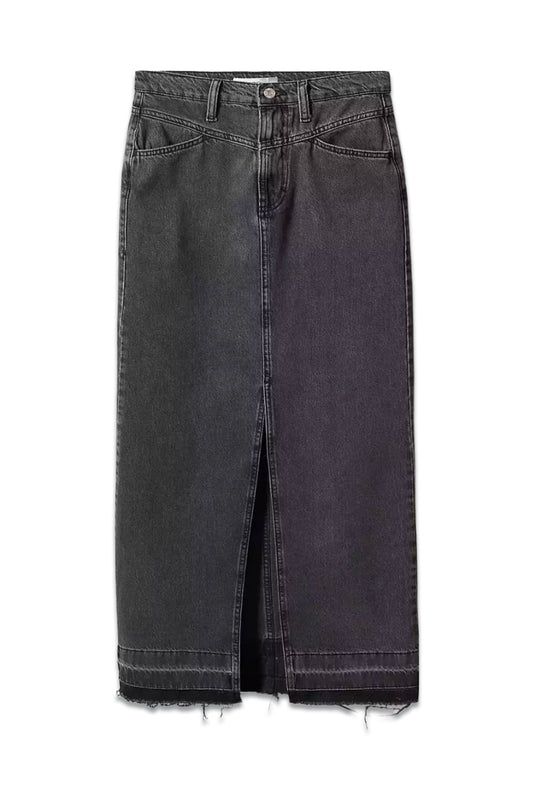 Rafaella Open Grey Maxi Denim Skirt