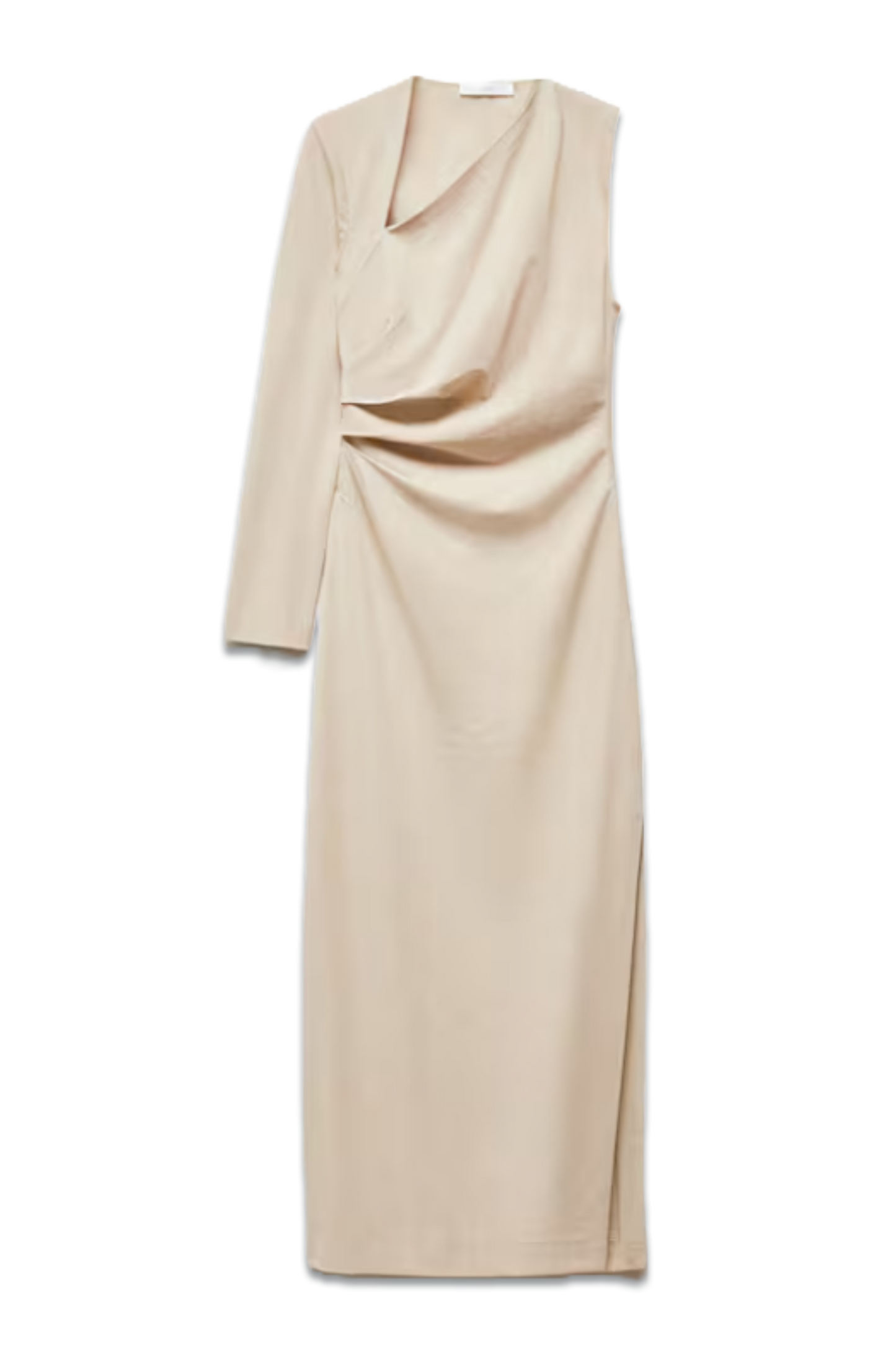 Ambra Tailored One Sleeve Midi Dress, Beige
