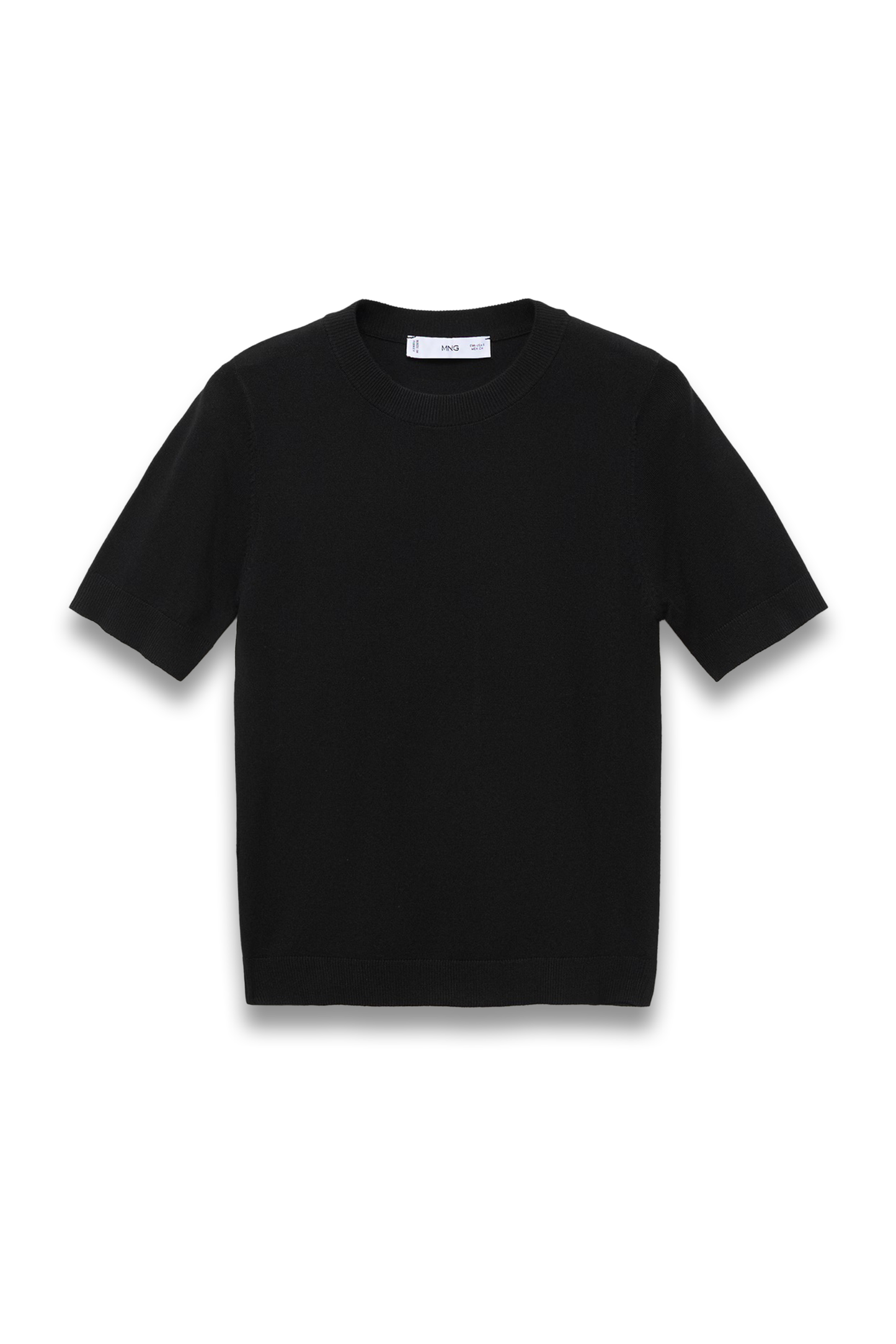 Short-Sleeved Fine-Knit Sweater