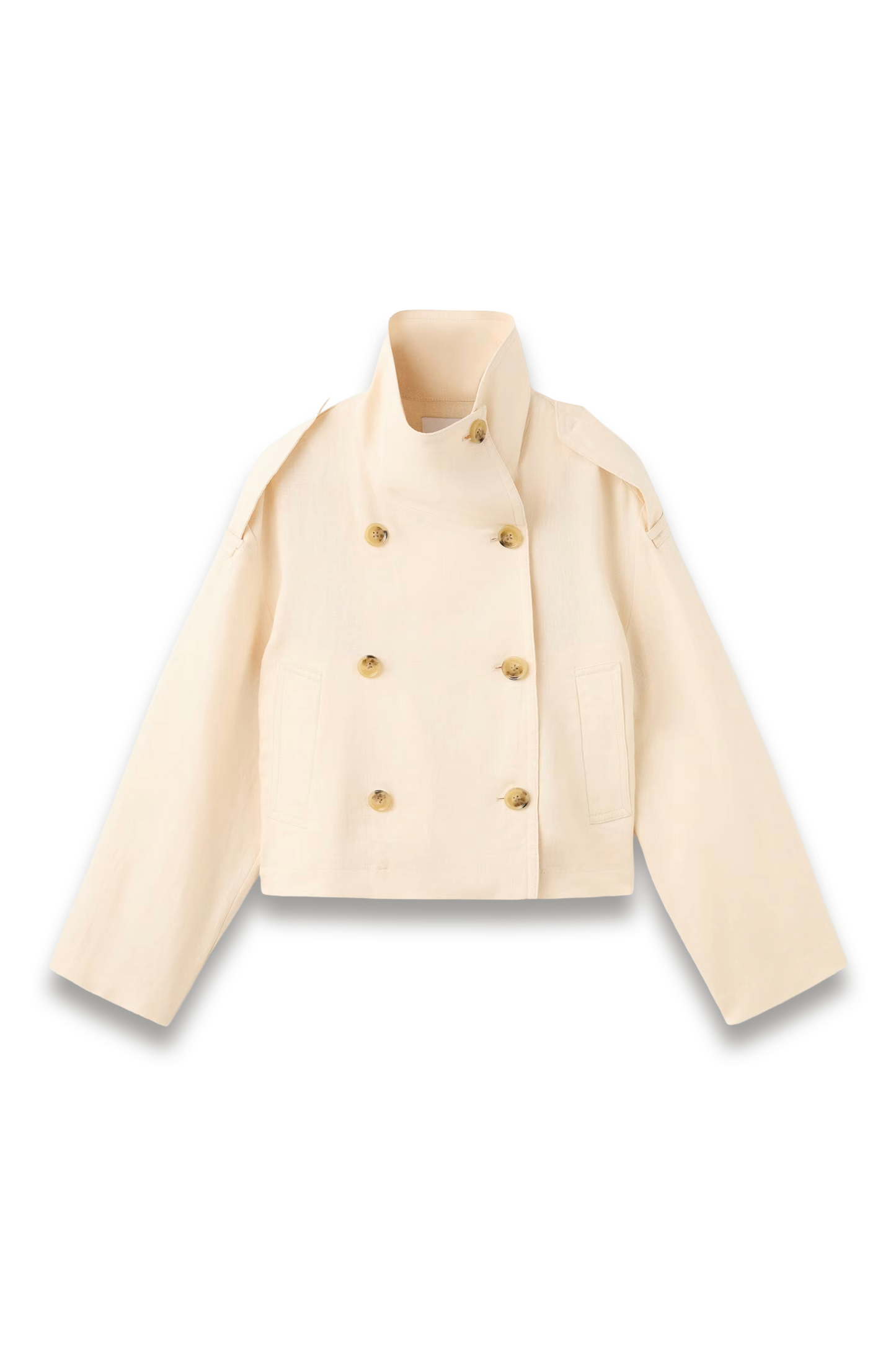 Linen Funnel-neck Trench Coat