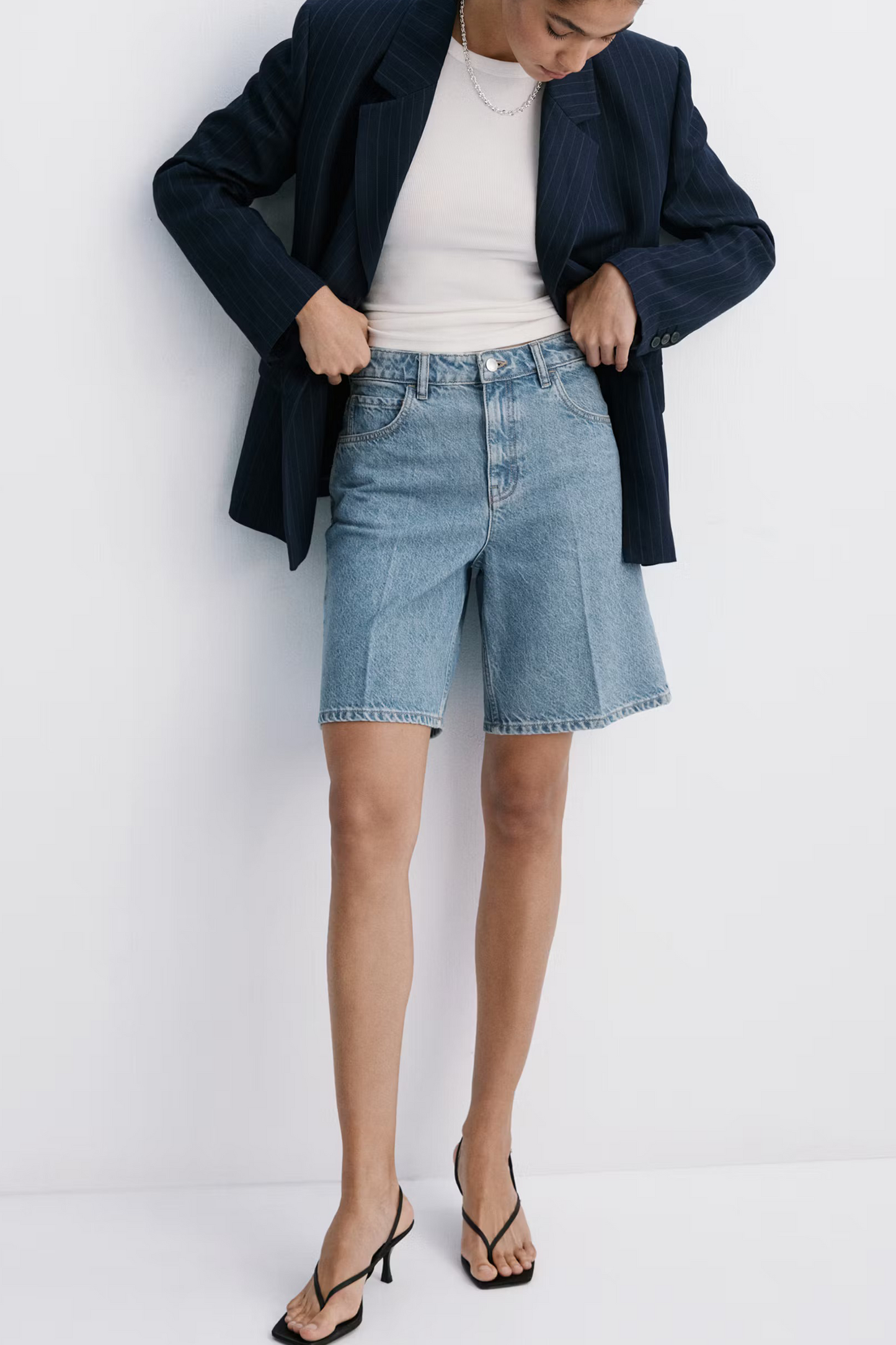 High-waist Straight-fit Denim Shorts