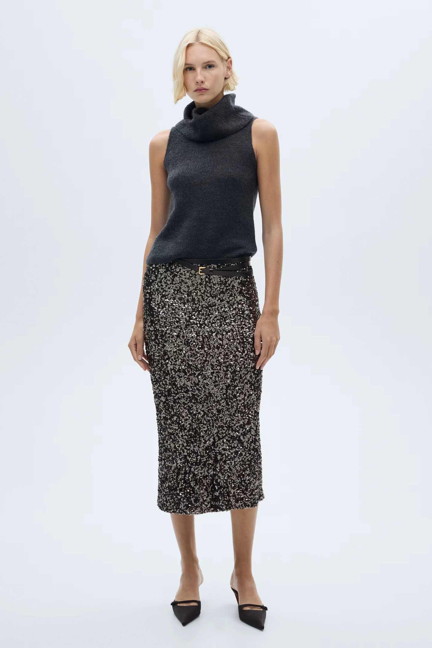 Sequin midi skirt