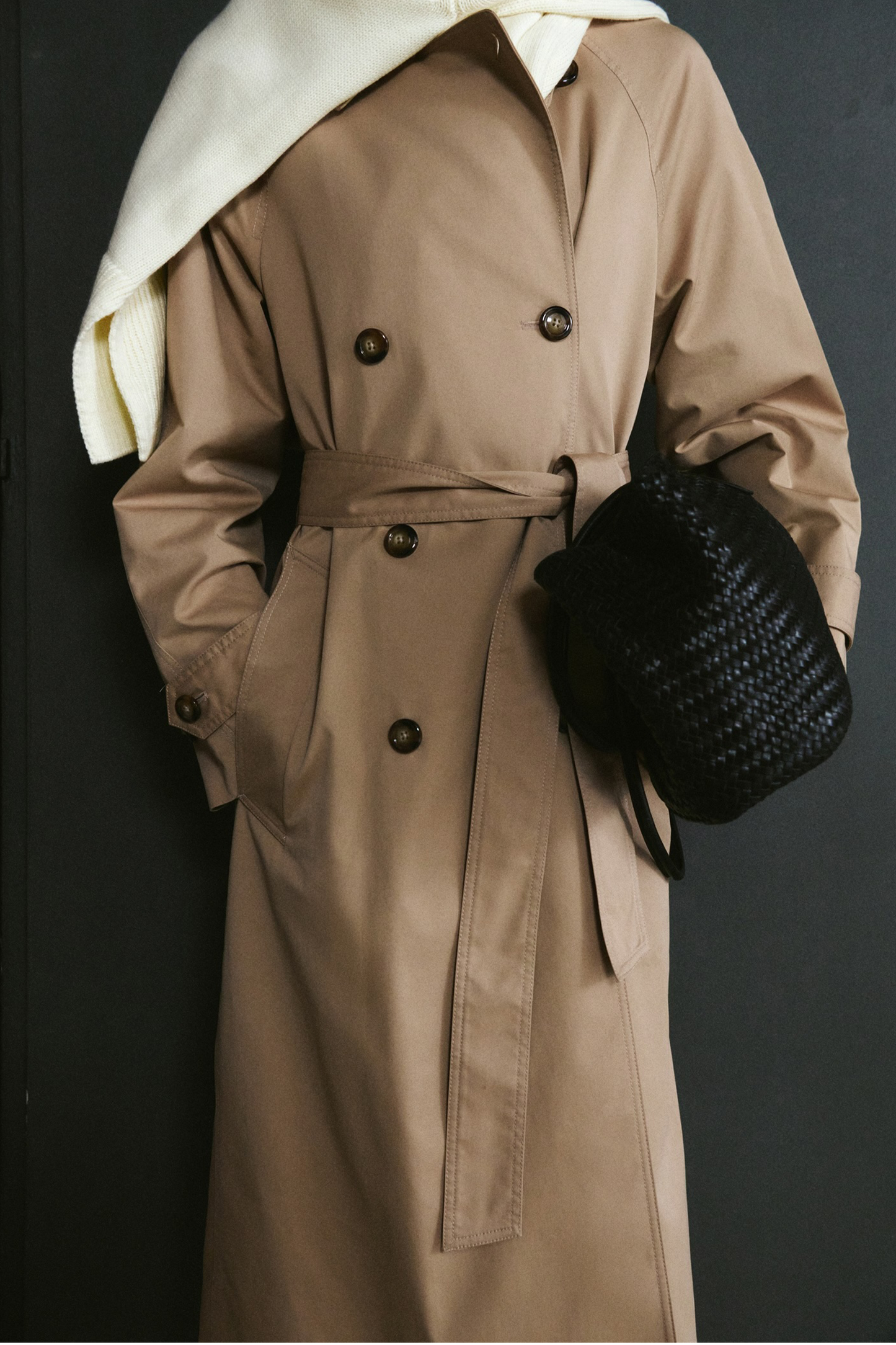 Long Double-breasted Trench Coat