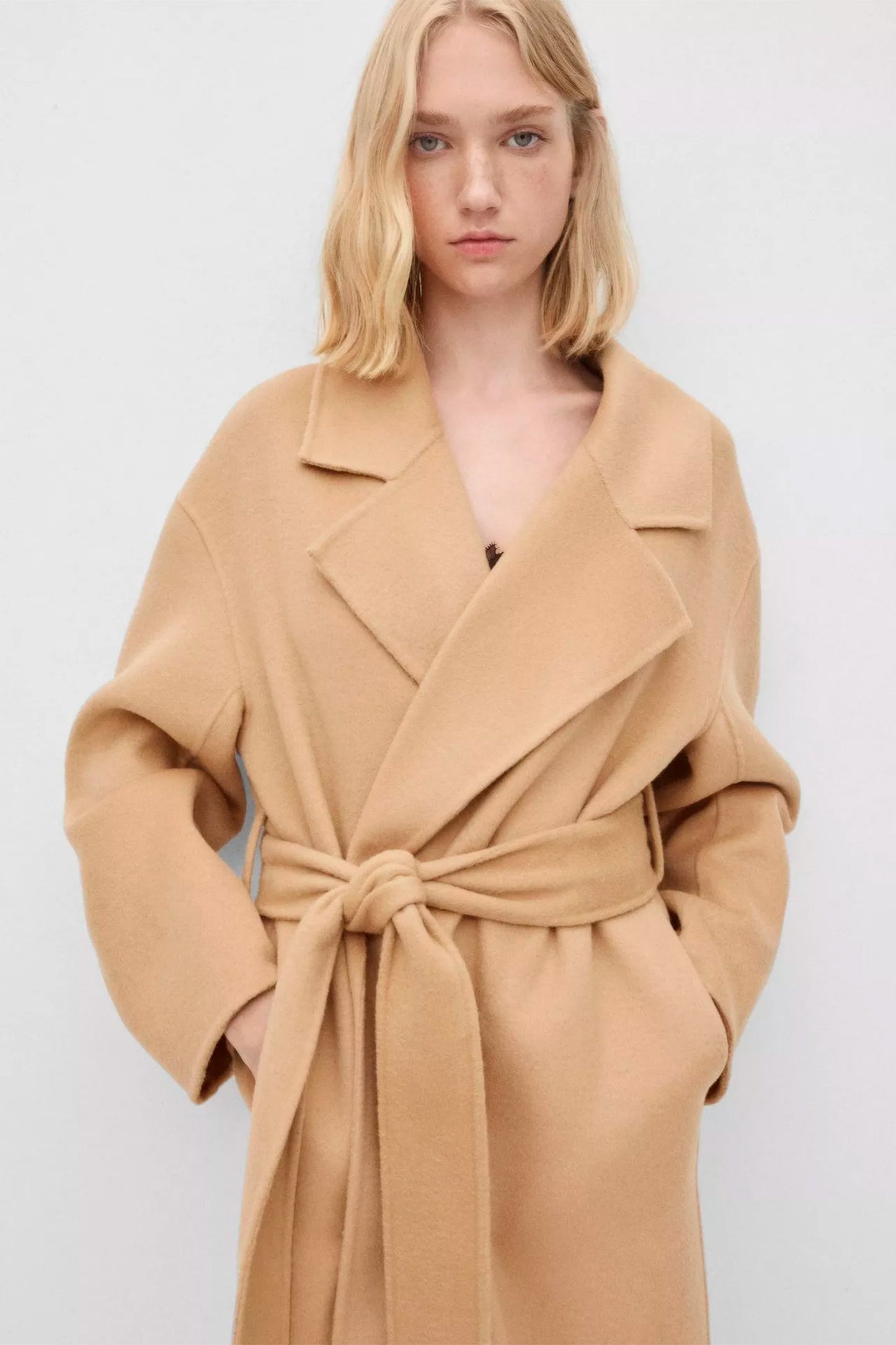 Colorado Belted Wool Blend Coat, Tan