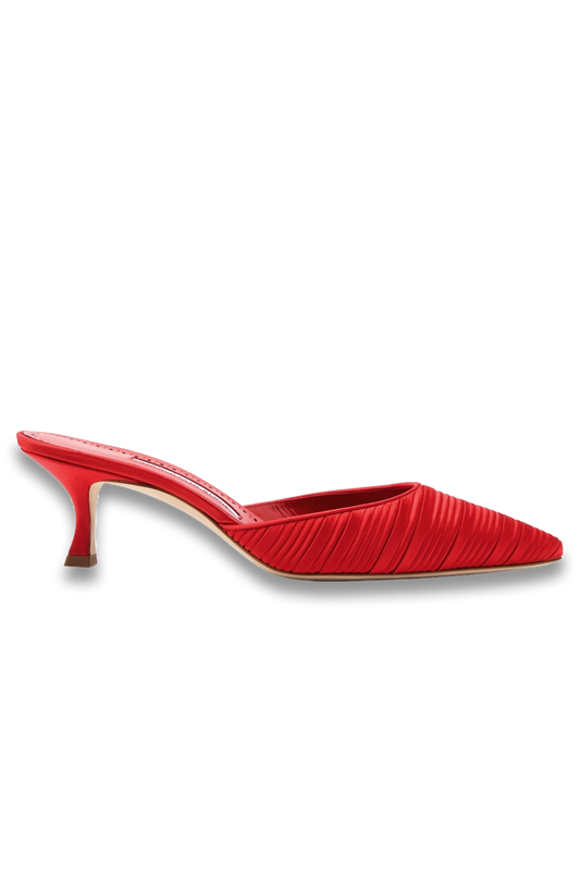 Carolyne 50 Pleated Satin Mules