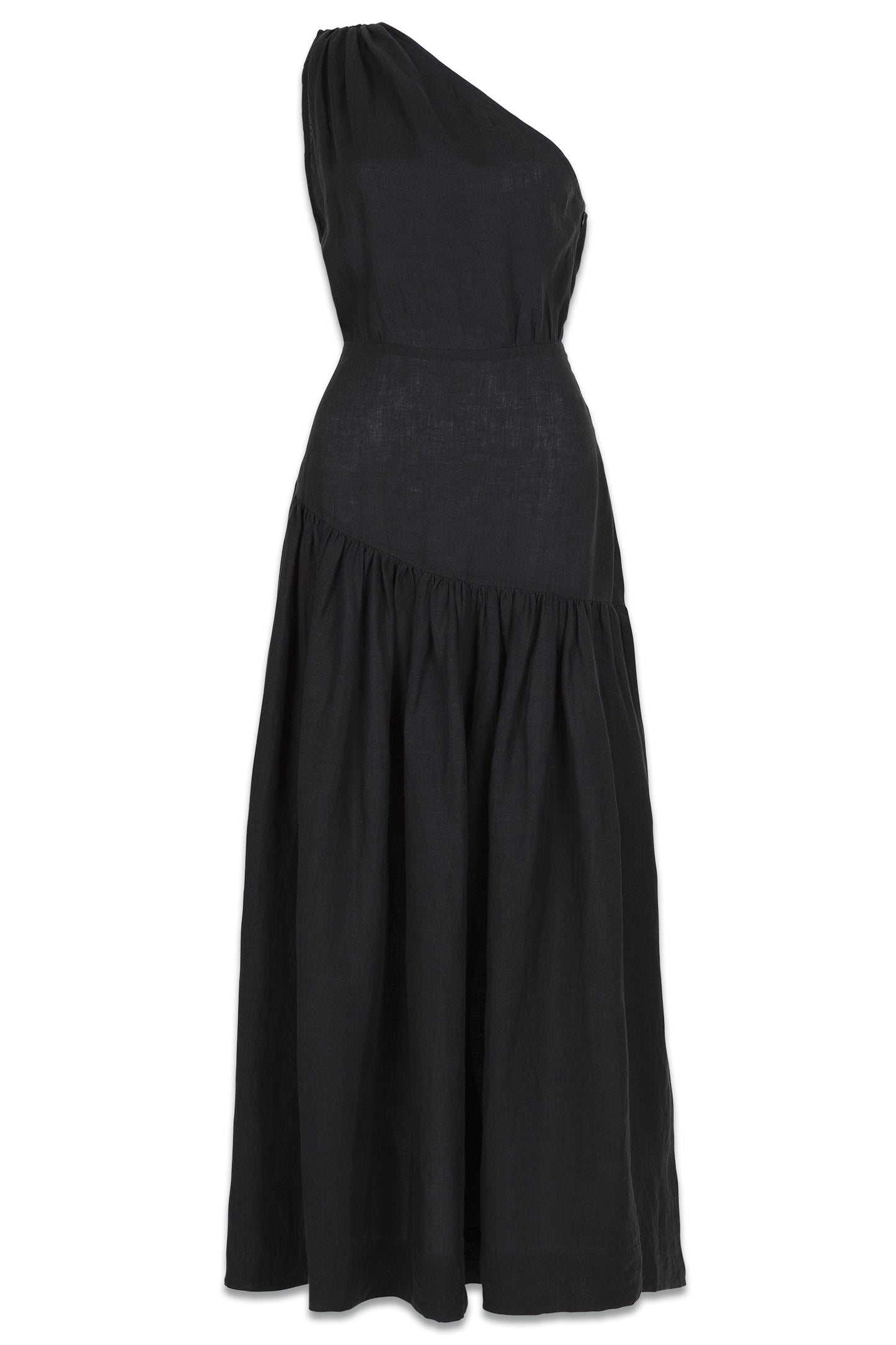 Mariam Dress With Asymmetric Neckline In Black