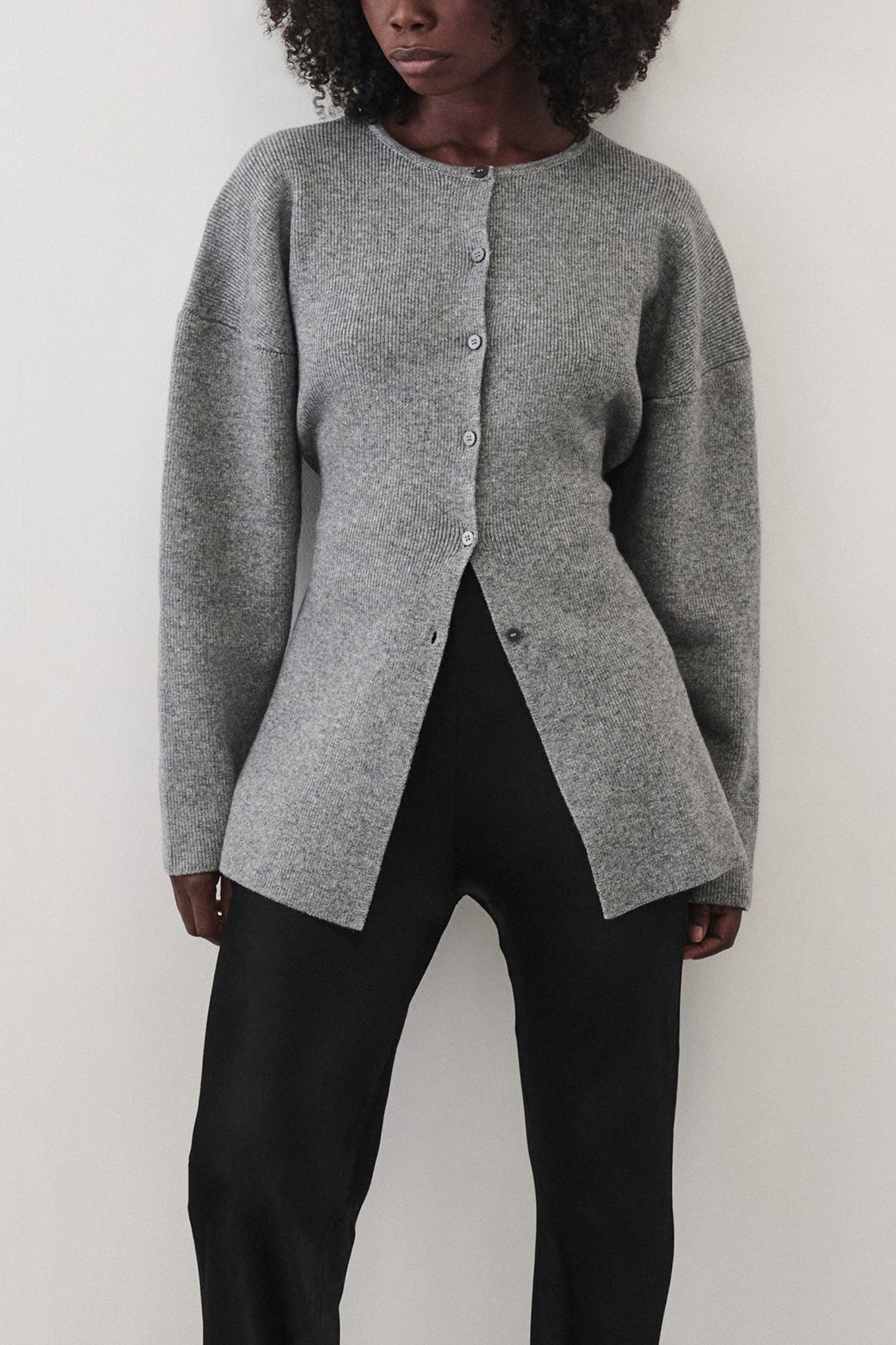 Martha Grey Marle Cinched Cardigan