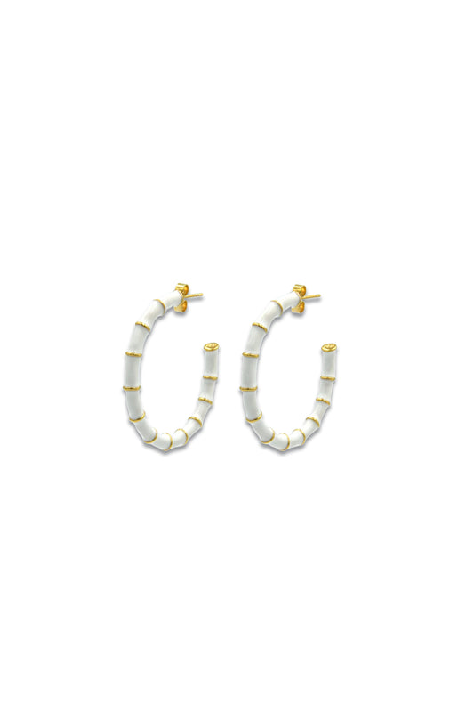 Solange Bamboo Hoops White