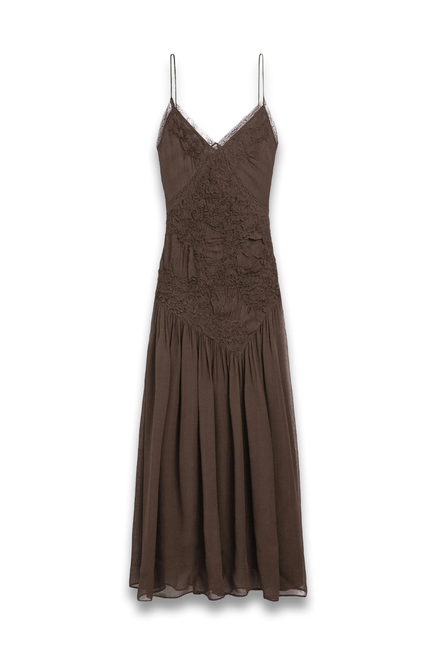 Long Slip Dress With Gathered Detail