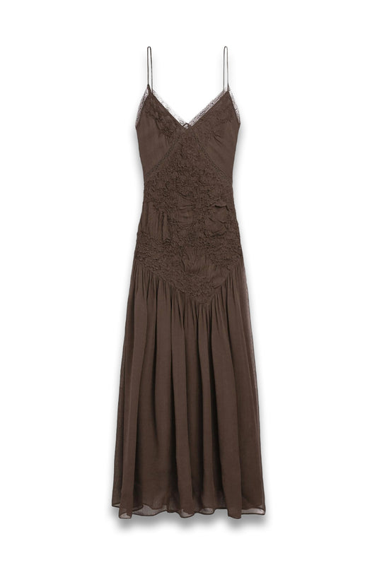 Long Slip Dress With Gathered Detail
