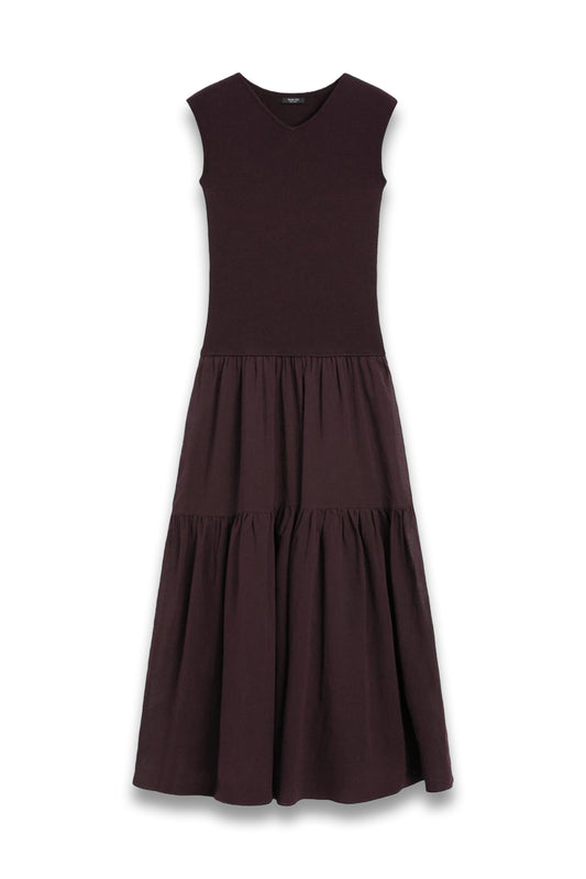 Cotton Blend Contrast Flounce Dress