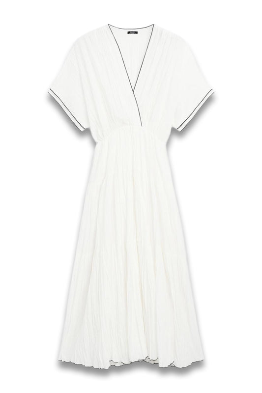 Contrast Pleated Long Dress
