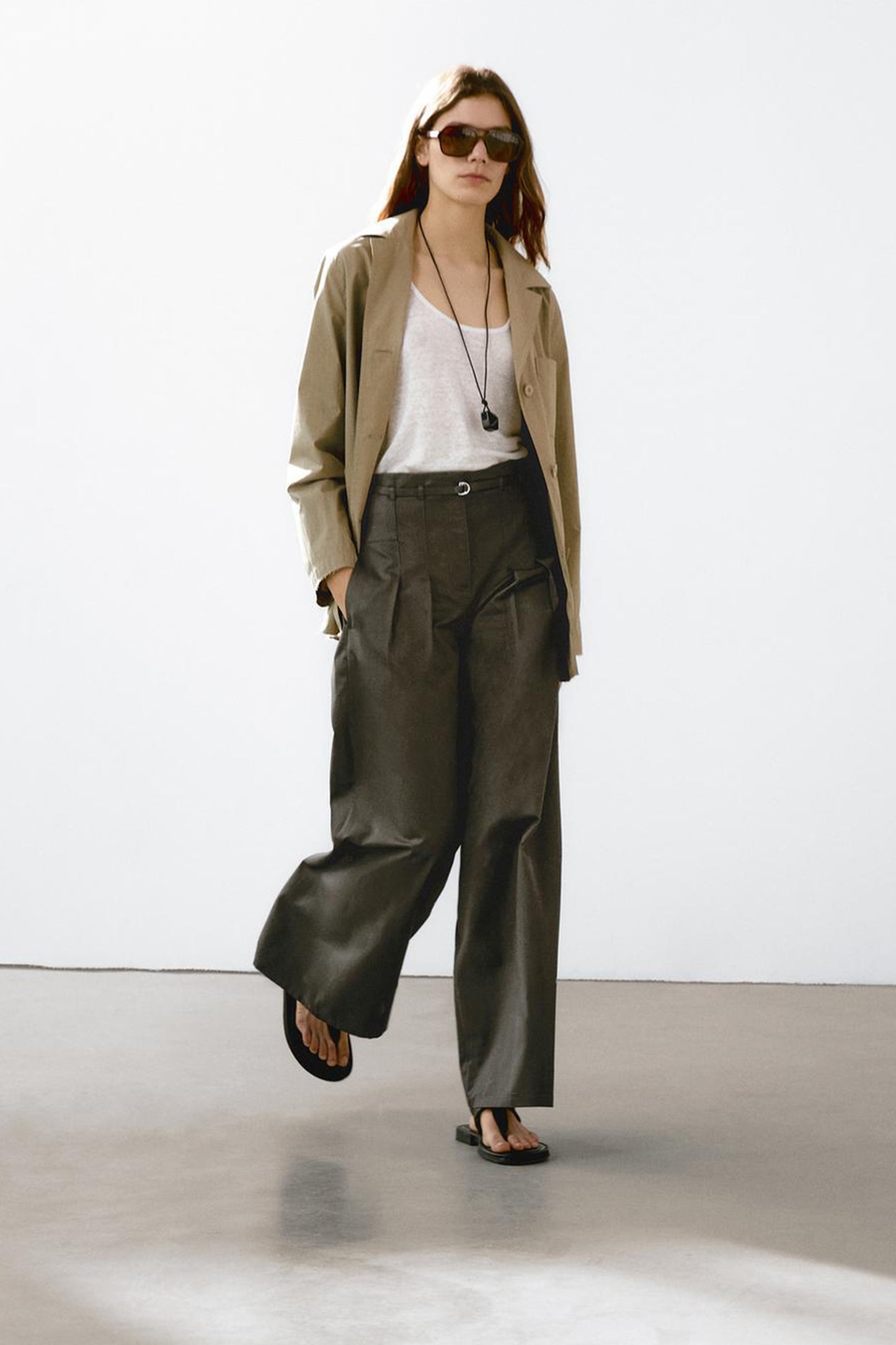 Cotton Blend Palazzo Trousers