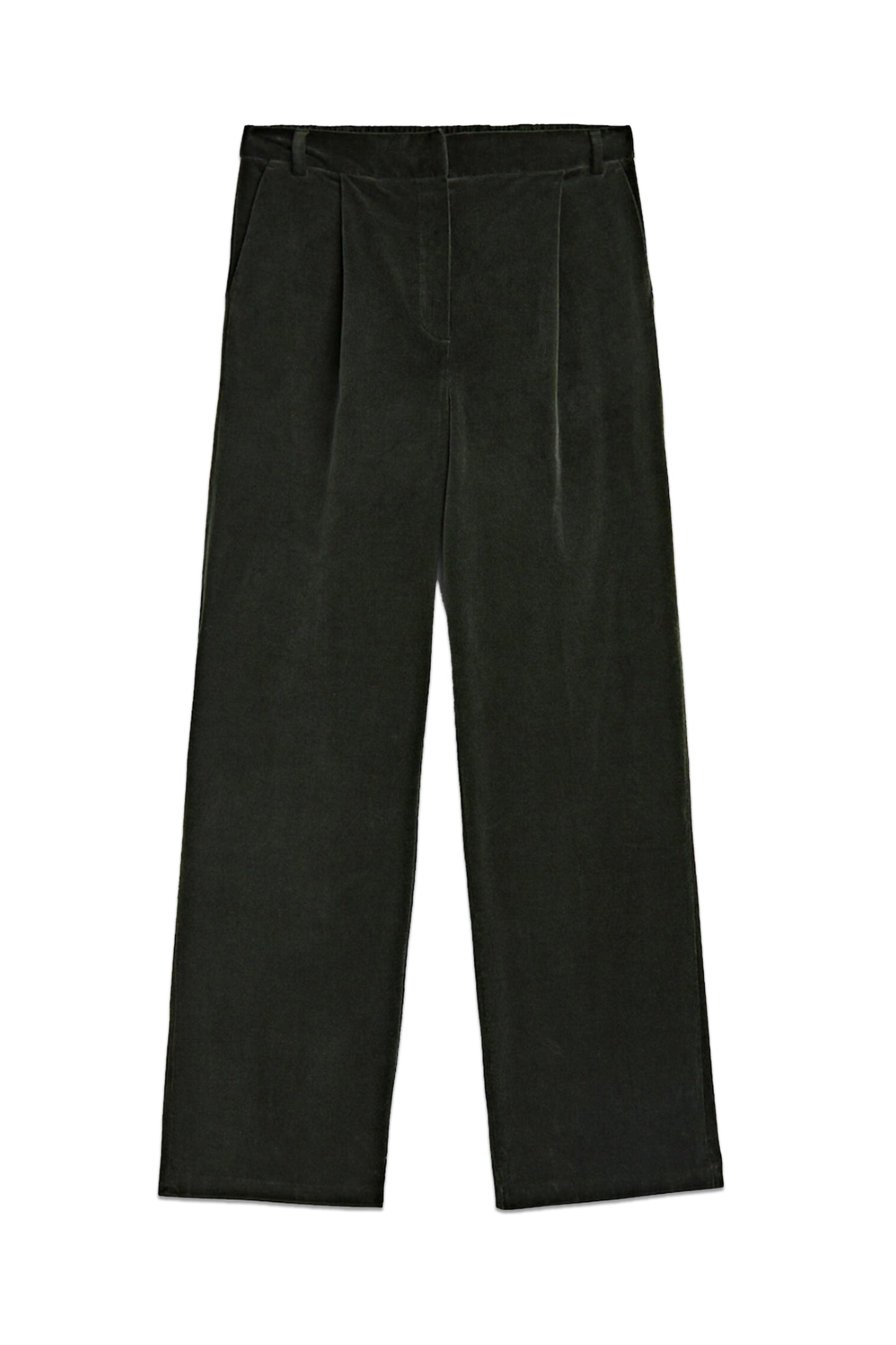 Straight Needlecord Trousers With Elastic Waistband