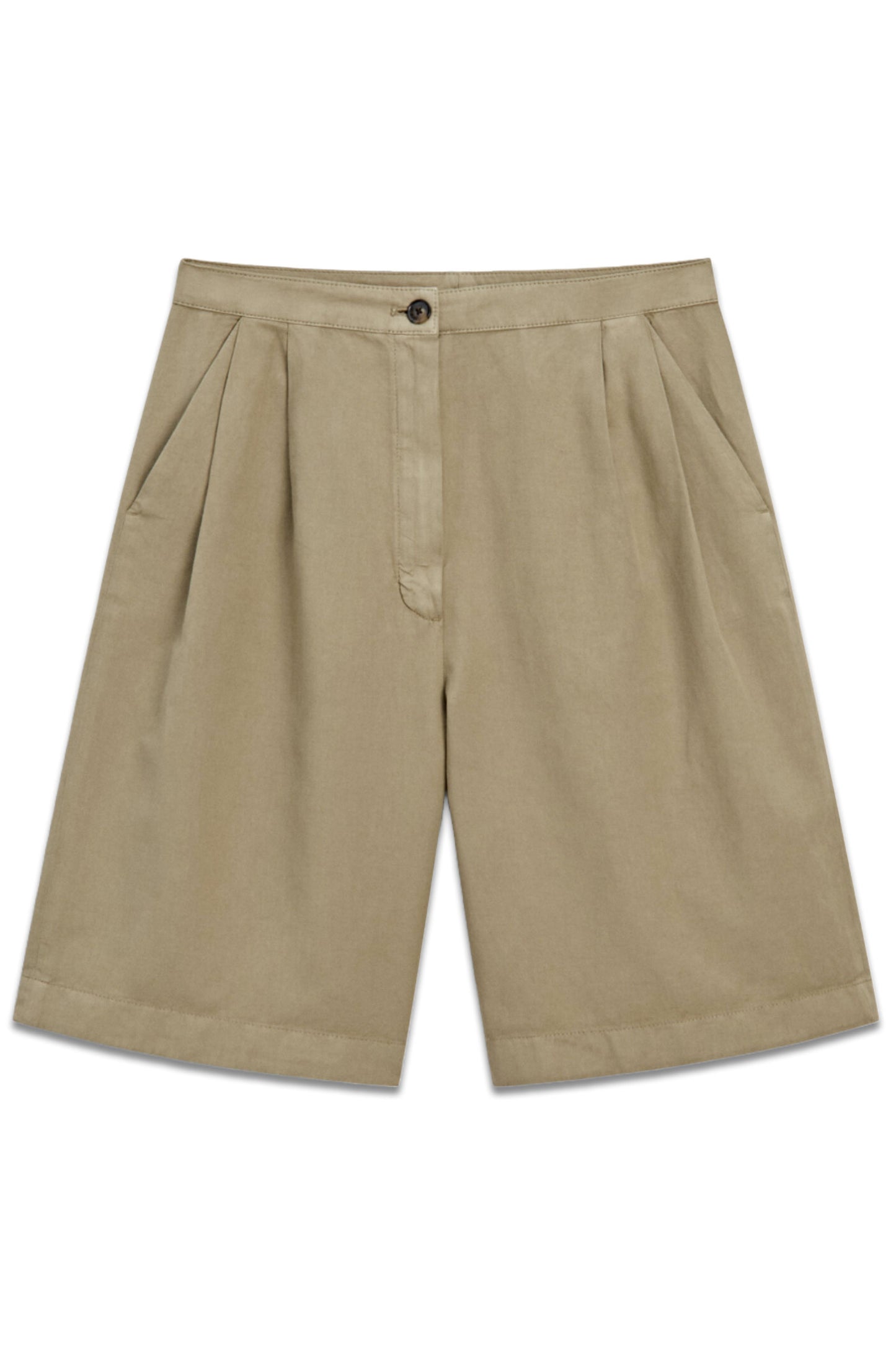 Cotton Blend Bermuda Shorts With Darts