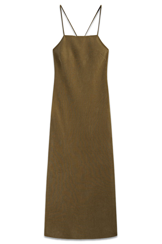 Cupro Strappy Midi Dress With Back Split