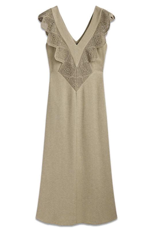 Ruffled Crochet Midi Dress