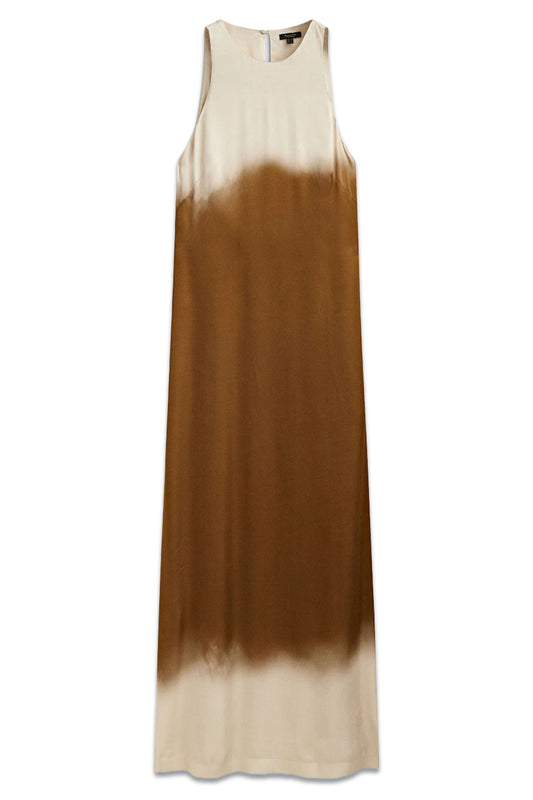 Long Satiny Tie-Dye Dress