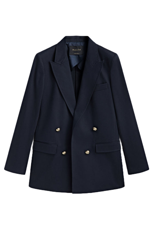 Mock Double-Breasted Golden Buttoned Blazer