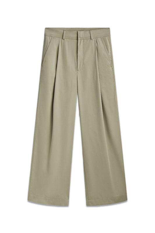 Wide-Leg Poplin Trousers With Darts
