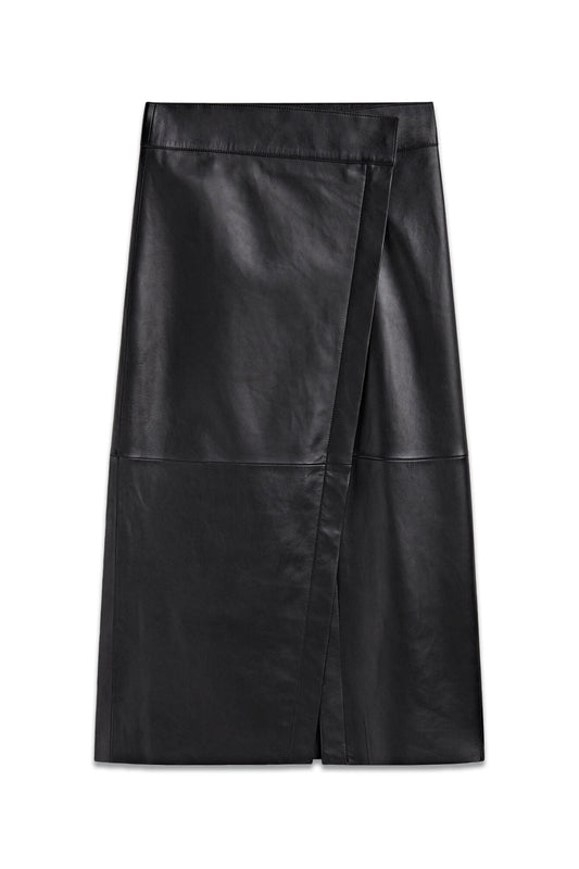 Nappa Leather Midi Pencil Skirt