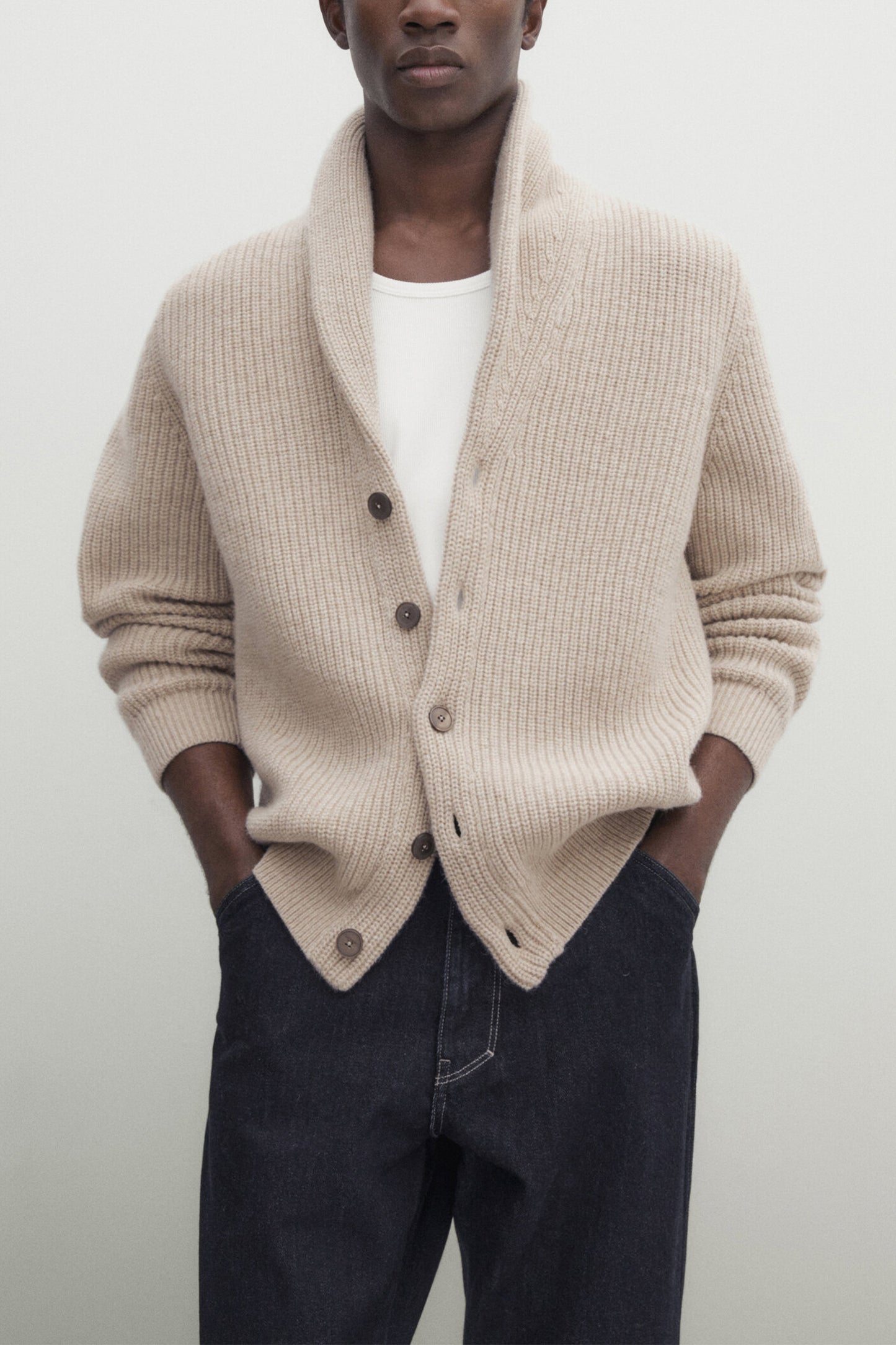 Knit Cardigan with Shawl Collar
