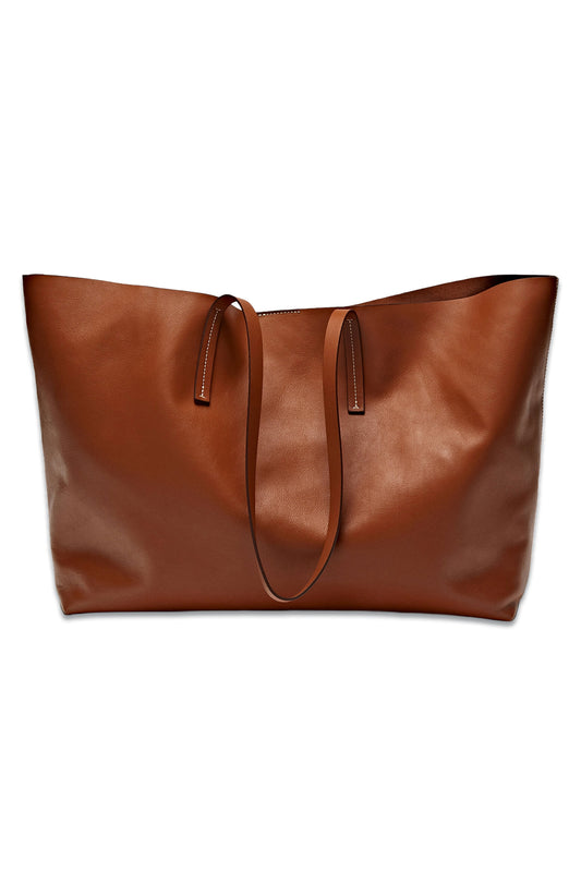 Nappa Leather Tote Bag Brown