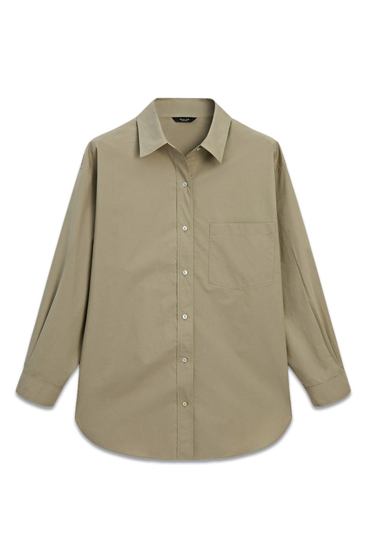 100% Cotton Poplin Shirt With Pocket