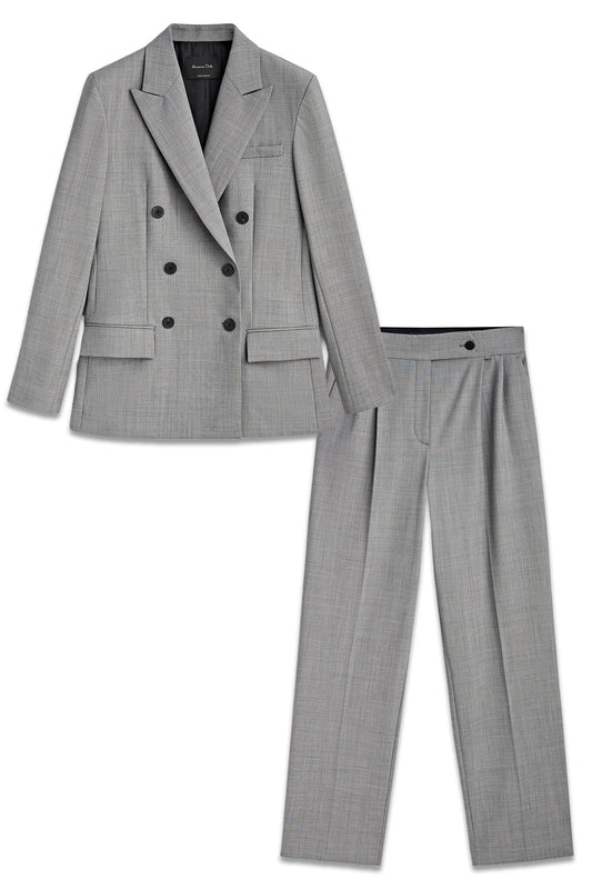 Double-breasted Fil-à-fil Suit Blazer And Trousers