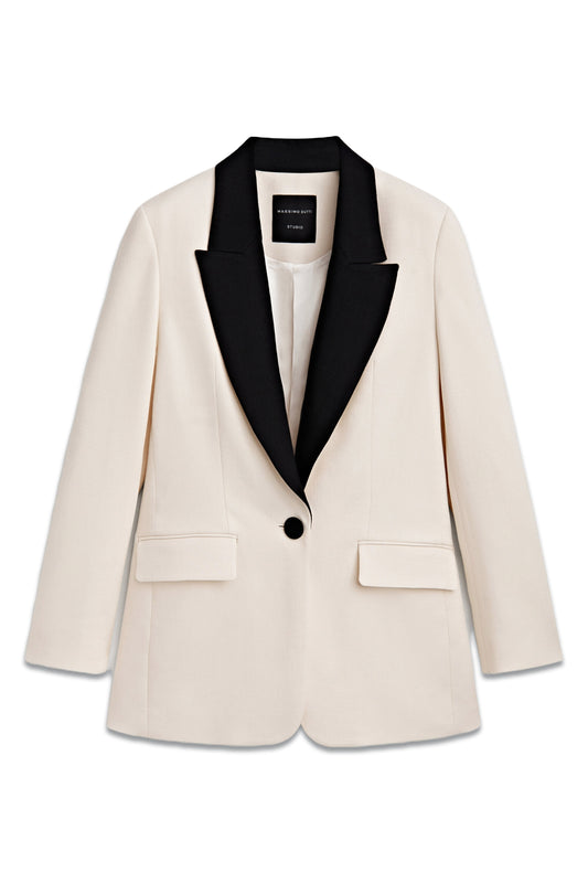 Contrast Tuxedo Suit Blazer - Studio