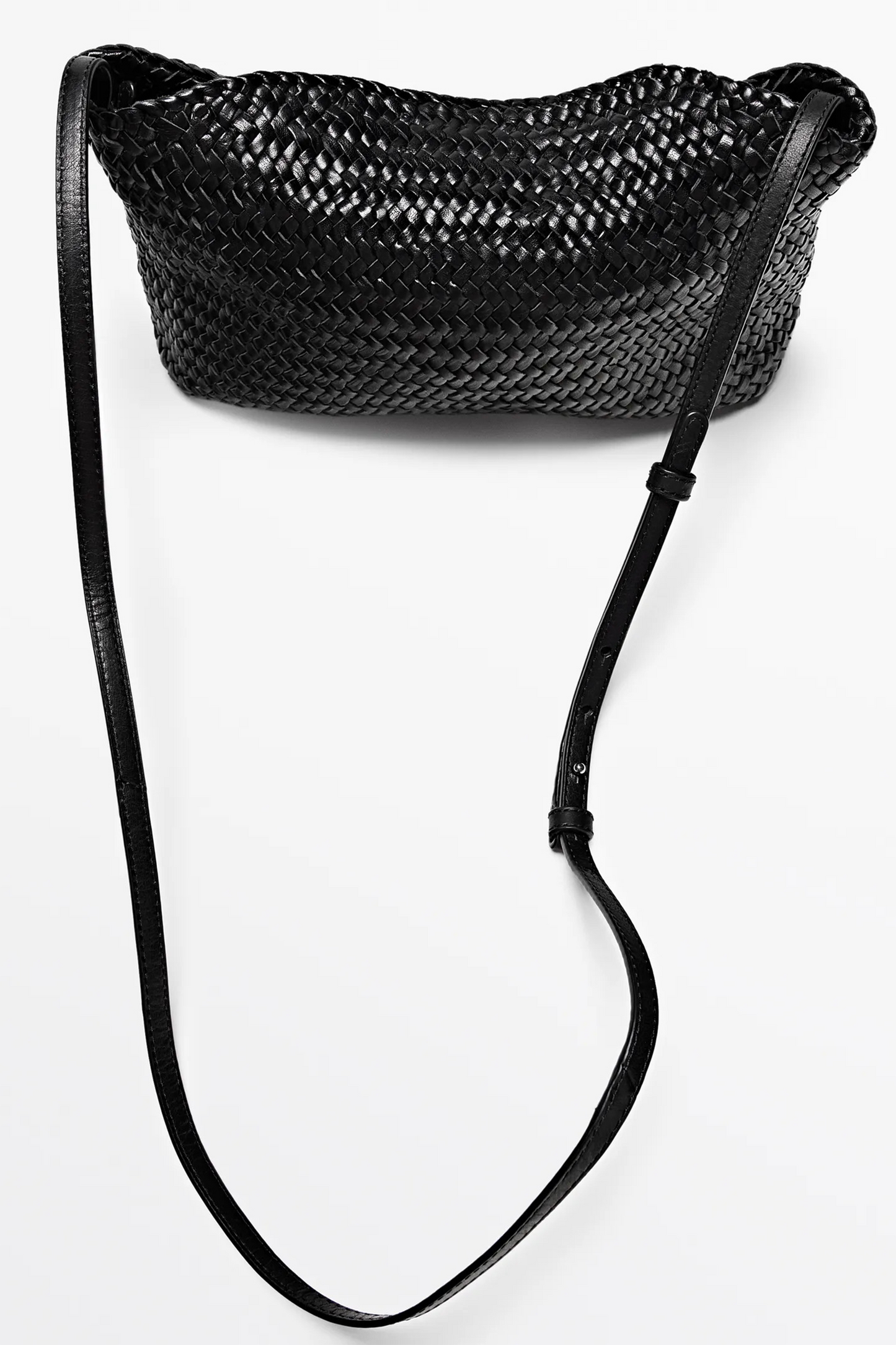 Braided Nappa Leather Bag in Black