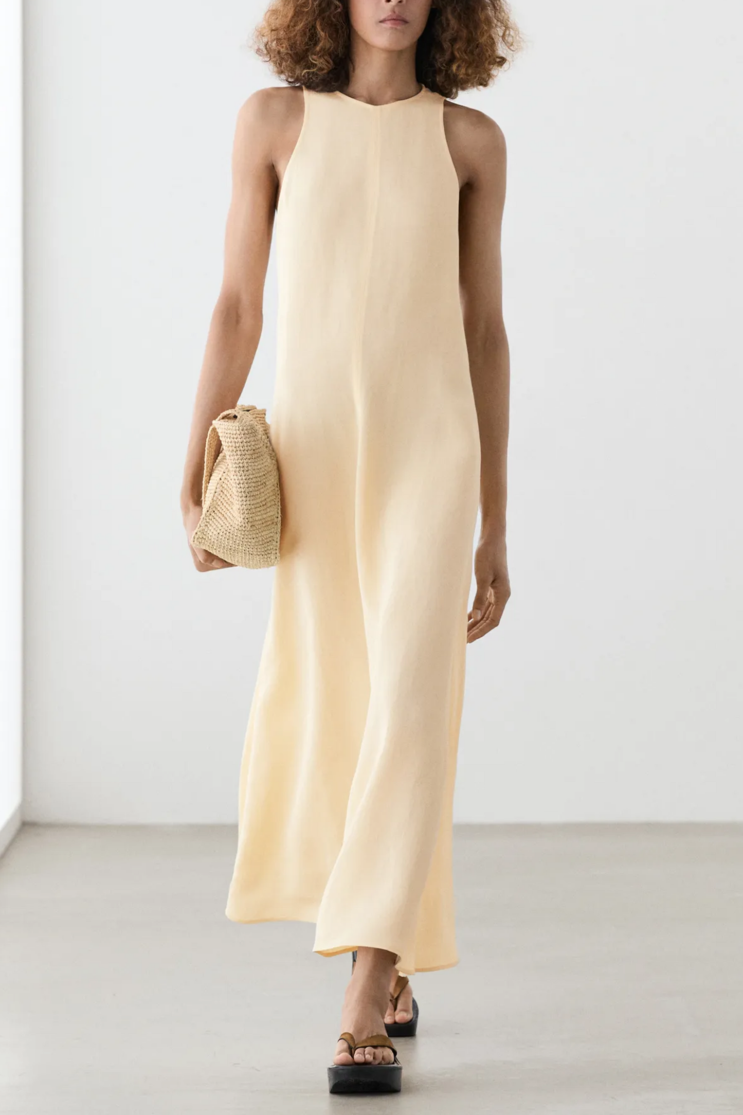 Flowing Linen Halter Midi Dress