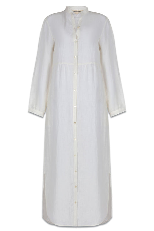 Matilde Long Shirt Dress Slimline In White
