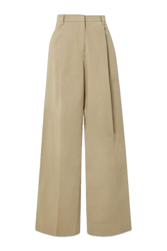 The Summer Organic Cotton-Blend Twill Wide-Leg Pants