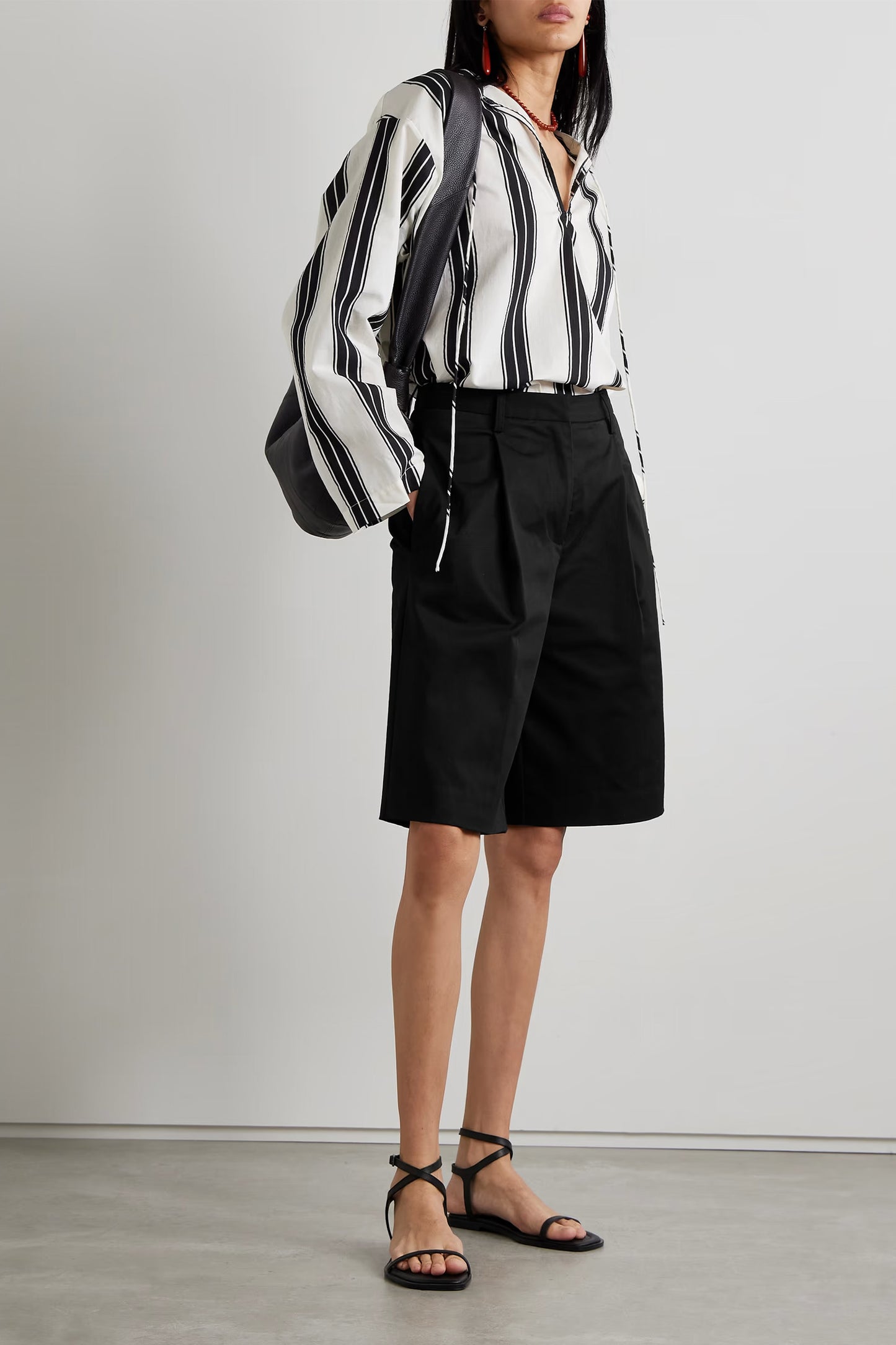 + NET SUSTAIN Pleated Organic Cotton-blend Twill Shorts