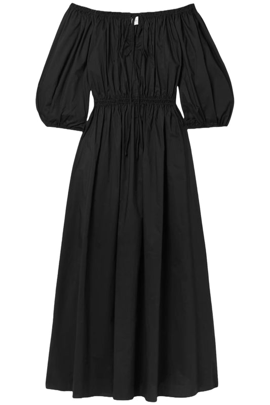 Off-The-Shoulder Organic Cotton-Poplin Midi Dress