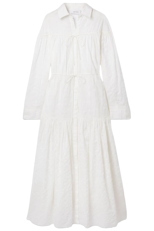 Tiered Embroidered Crinkled Cotton-Voile Maxi Dress