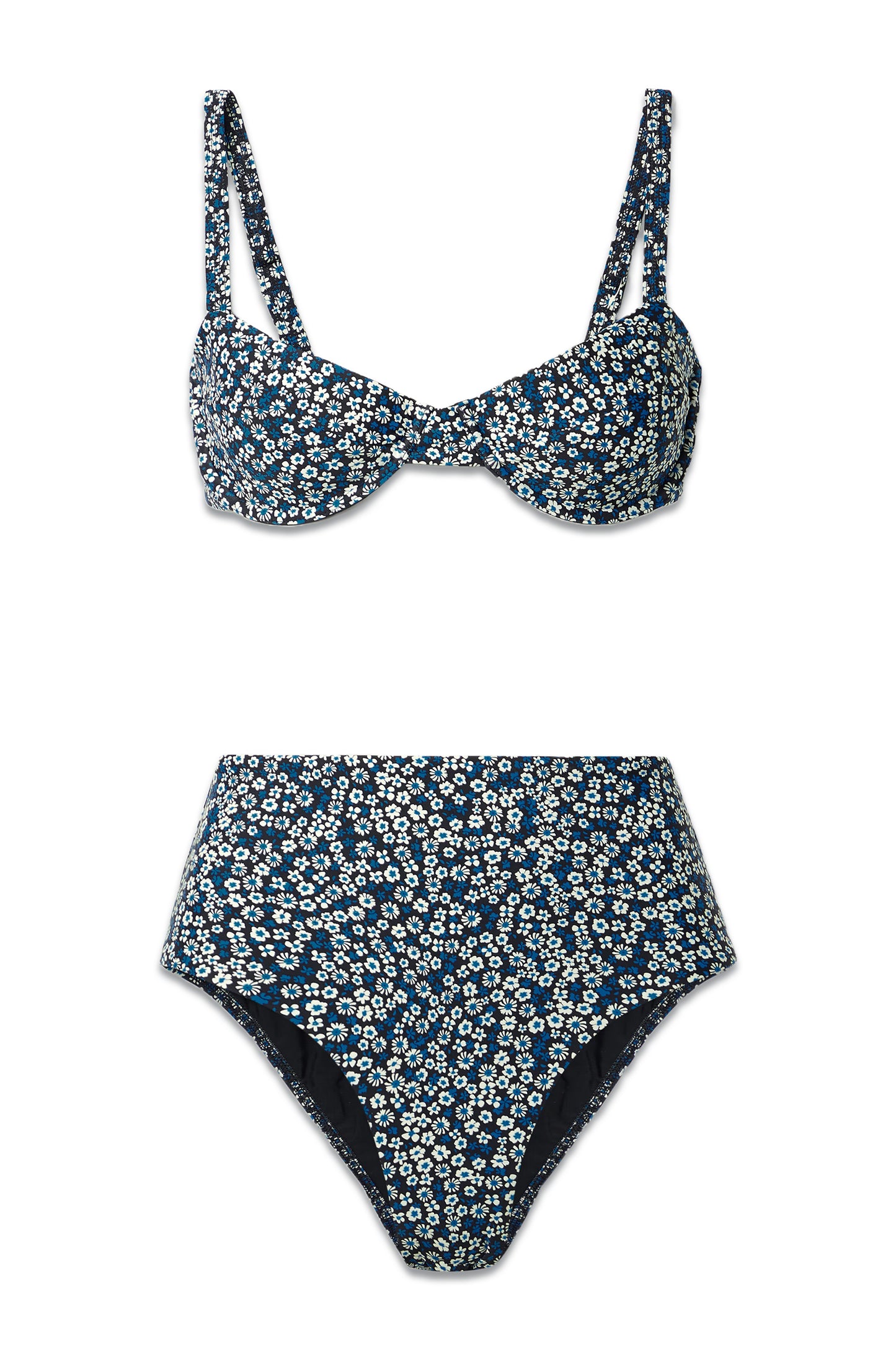 Floral-print Recycled Underwired Balconette Bikini Top and Bikini Briefs