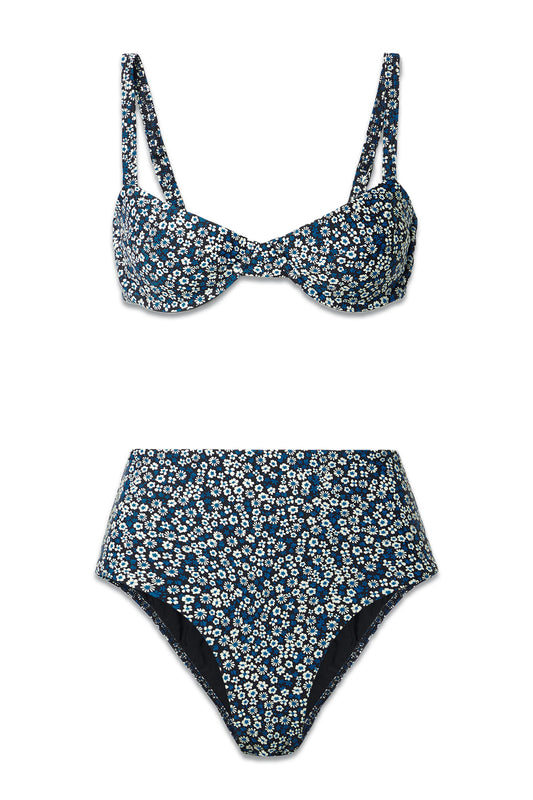 Floral-print Recycled Underwired Balconette Bikini Top and Bikini Briefs