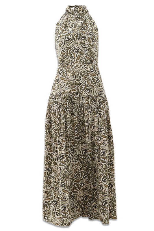 Scarf Paisley-print Organic-silk Dress