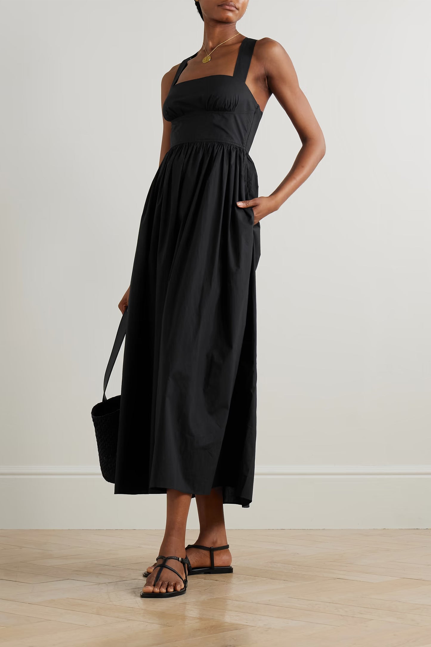 Gathered Organic Cotton Midi Dress